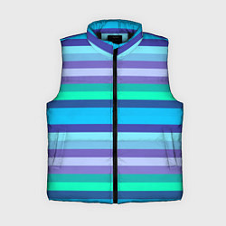 Женский жилет Горизонтальные полосы холодных цветов, цвет: 3D-черный