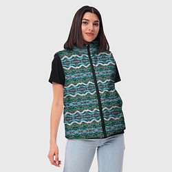 Женский жилет Голубые абстрактные волны, цвет: 3D-черный — фото 2