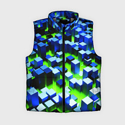 Женский жилет Синие блоки в зеленом тумане