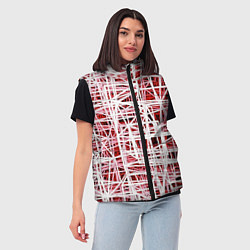 Женский жилет Хаотичный кубический каркас в красном тумане, цвет: 3D-черный — фото 2