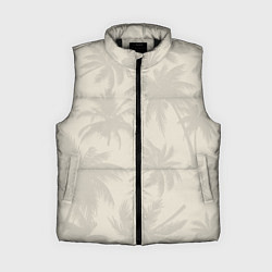 Женский жилет Бежевые пальмы паттерн, цвет: 3D-черный