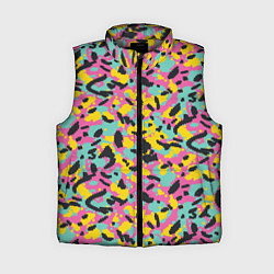 Женский жилет Пиксельный камуфляжный паттерн в неоновых цветах, цвет: 3D-светло-серый