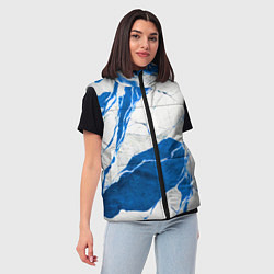 Женский жилет Бело-синий мрамор, цвет: 3D-красный — фото 2