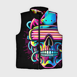 Женский жилет Cyber skull - ai art neon, цвет: 3D-красный