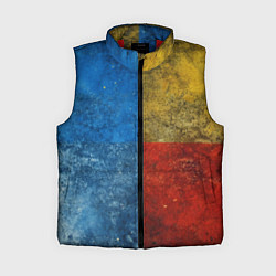 Женский жилет Синий жёлтый красный в крапинку, цвет: 3D-красный