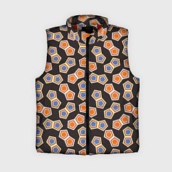 Женский жилет Сине-оранжевая мозаика на черном, цвет: 3D-красный