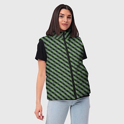 Женский жилет Чёрно-зелёный текстурированные полосы, цвет: 3D-черный — фото 2