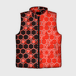 Женский жилет Техно-киберпанк шестиугольники красный и чёрный