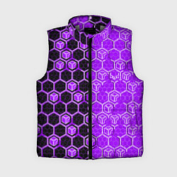 Женский жилет Техно-киберпанк шестиугольники фиолетовый и чёрный