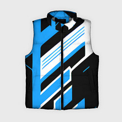 Женский жилет Бело-синие полосы на чёрном фоне, цвет: 3D-светло-серый