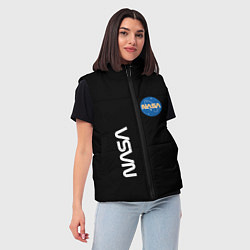 Женский жилет NASA logo usa space, цвет: 3D-черный — фото 2