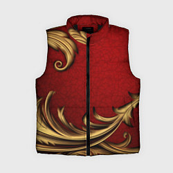 Женский жилет Классический золотой узор на красном бархате, цвет: 3D-черный