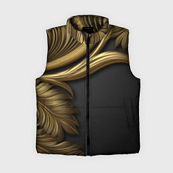 Женский жилет Золотые объемные листья на черном, цвет: 3D-черный