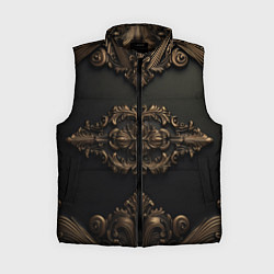 Женский жилет Объемные темные золотые узоры, цвет: 3D-черный