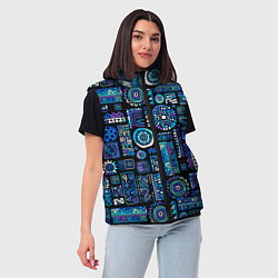 Женский жилет Этнический неоновый орнамент, цвет: 3D-черный — фото 2