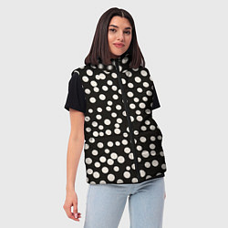 Женский жилет Черный фон с белыми кружками, цвет: 3D-черный — фото 2
