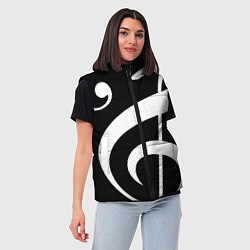 Женский жилет Скрипичный и басовый ключи - белые на чёрном, цвет: 3D-черный — фото 2