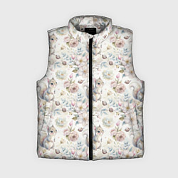 Женский жилет Нежная белочка в цветах, цвет: 3D-светло-серый