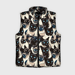 Женский жилет Сиамские кошки, цвет: 3D-светло-серый