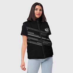 Женский жилет Герб РФ полосы геометрия, цвет: 3D-красный — фото 2