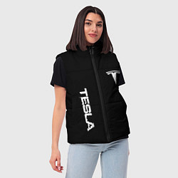 Женский жилет Tesla logo white, цвет: 3D-красный — фото 2