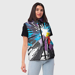 Женский жилет Кляксы краски - абстракция, цвет: 3D-красный — фото 2