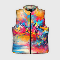 Женский жилет Красочная абстракция - импрессионизм, цвет: 3D-красный