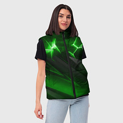 Женский жилет Яркая зеленая объемная абстракция, цвет: 3D-черный — фото 2