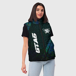 Женский жилет GTA6 glitch blue, цвет: 3D-черный — фото 2