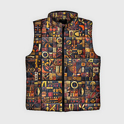 Женский жилет Африканский орнамент резьба по дереву, цвет: 3D-черный