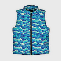 Женский жилет Абстрактный волнистый узор в синих тонах