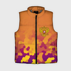 Женский жилет Герб РФ текстура камуфляж, цвет: 3D-светло-серый