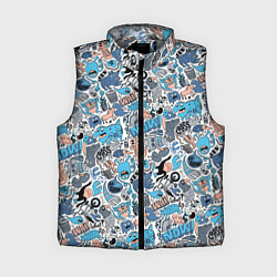 Женский жилет Дудл животные и монстры, цвет: 3D-светло-серый