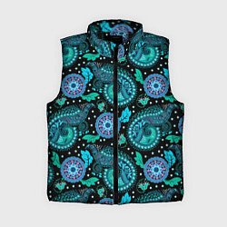 Женский жилет Яркий цветной орнамент, цвет: 3D-черный
