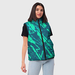 Женский жилет Абстракция геометрический светло зеленый паттерн, цвет: 3D-светло-серый — фото 2