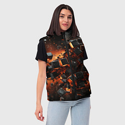 Женский жилет Черные кубики во взрыве абстракции, цвет: 3D-красный — фото 2