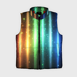 Женский жилет Светящиеся яркие неоновые полосы в космосе, цвет: 3D-красный