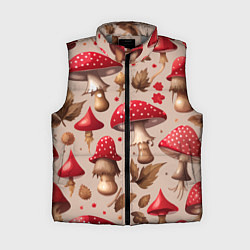 Женский жилет Грибные шляпки мухоморов, цвет: 3D-светло-серый