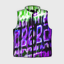 Женский жилет Фиолетово-зелёная абстракция на чёрном фоне
