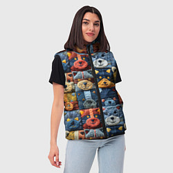 Женский жилет Вязанные еноты на пэчворк, цвет: 3D-черный — фото 2