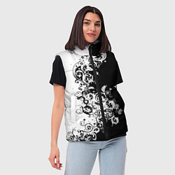 Женский жилет Чёрно белая абстракция, цвет: 3D-светло-серый — фото 2