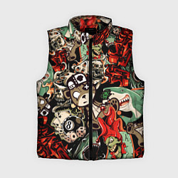Женский жилет Граффити плюшевого медведя среди акул азарта, цвет: 3D-черный