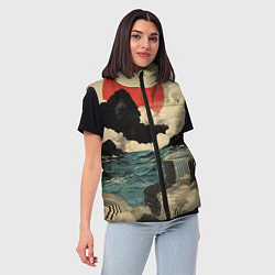 Женский жилет Ретро пейзаж в Японском стиле, цвет: 3D-светло-серый — фото 2