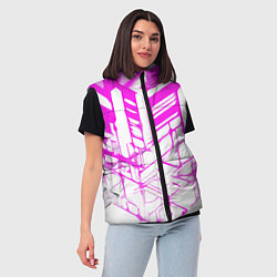 Женский жилет Агрессивные розовые полосы на белом фоне, цвет: 3D-черный — фото 2