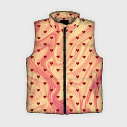 Женский жилет Жёлто-красный абстракция с маленькими сердечками