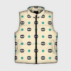 Женский жилет Паттерн с черепами и мелкими цветочками, цвет: 3D-светло-серый