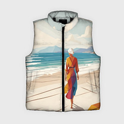 Женский жилет Летний пейзаж с женщиной на пляже