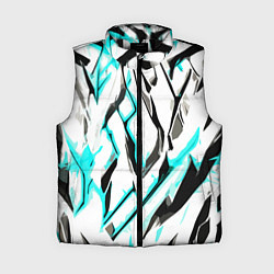 Женский жилет Чёрно-голубые агрессивные полосы на белом фоне