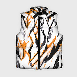 Женский жилет Чёрно-жёлтые агрессивные полосы на белом фоне