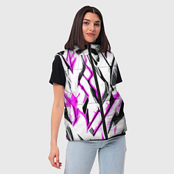 Женский жилет Чёрно-розовые агрессивные полосы на белом фоне, цвет: 3D-красный — фото 2